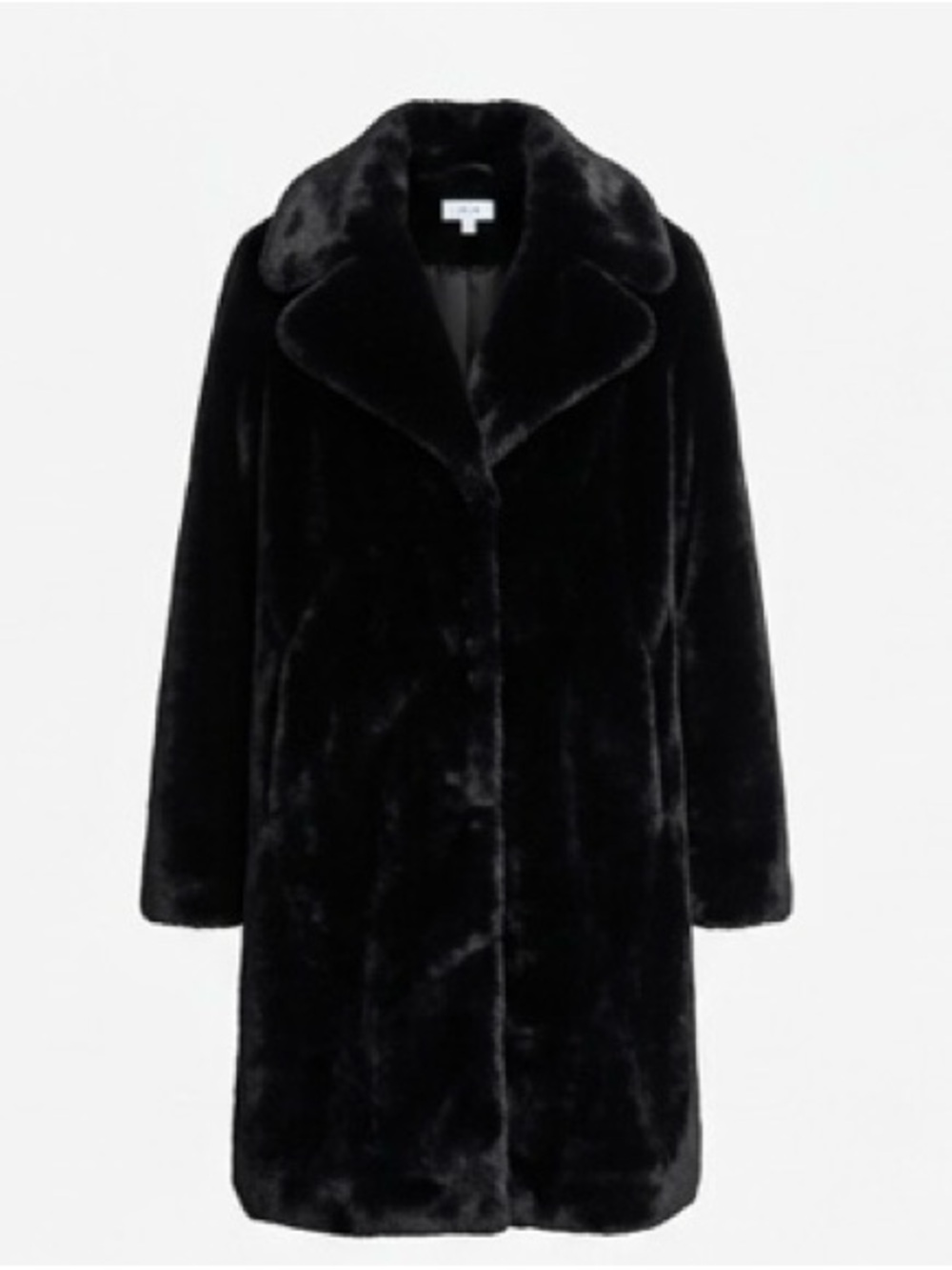 Aqua Long Black Faux Fur Coat - Women